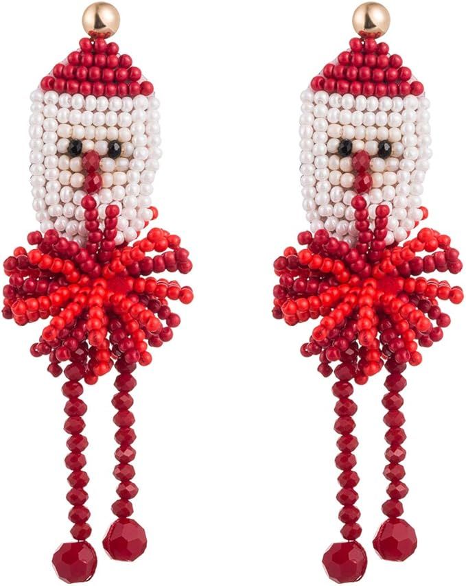 SENNI Statement Beaded Santa Drop Earrings Snowman Dangle Earrings For Women Jewelry Gift | Amazon (US)