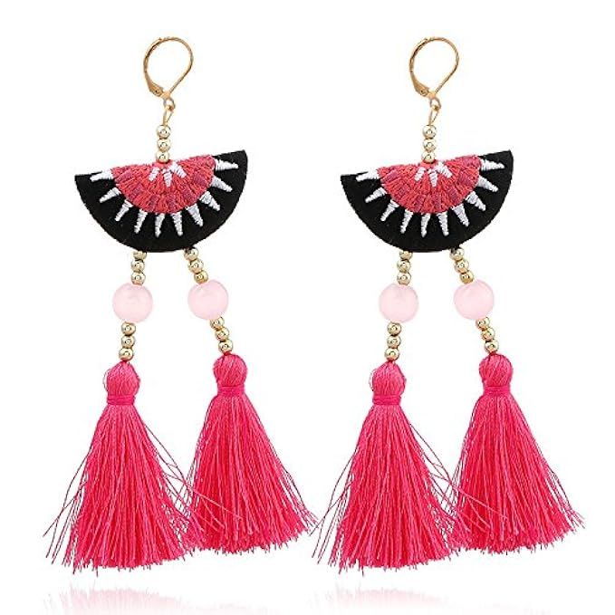 Lambent Colorful Handmade Bohemian Tassel Earrings Vintage Ethnic Jewelry Earrings | Amazon (US)