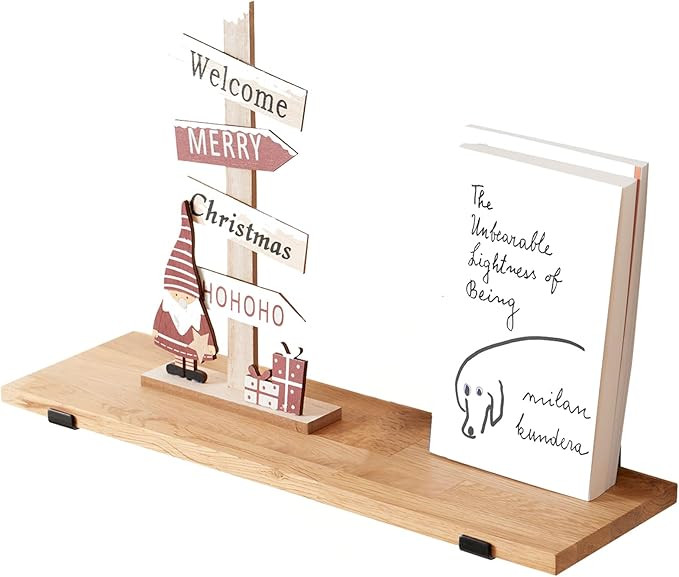 Étagère Murale Flottante en Bois, Chêne Naturel Étagère Flottante en Bois Massif Rustique Et... | Amazon (FR)