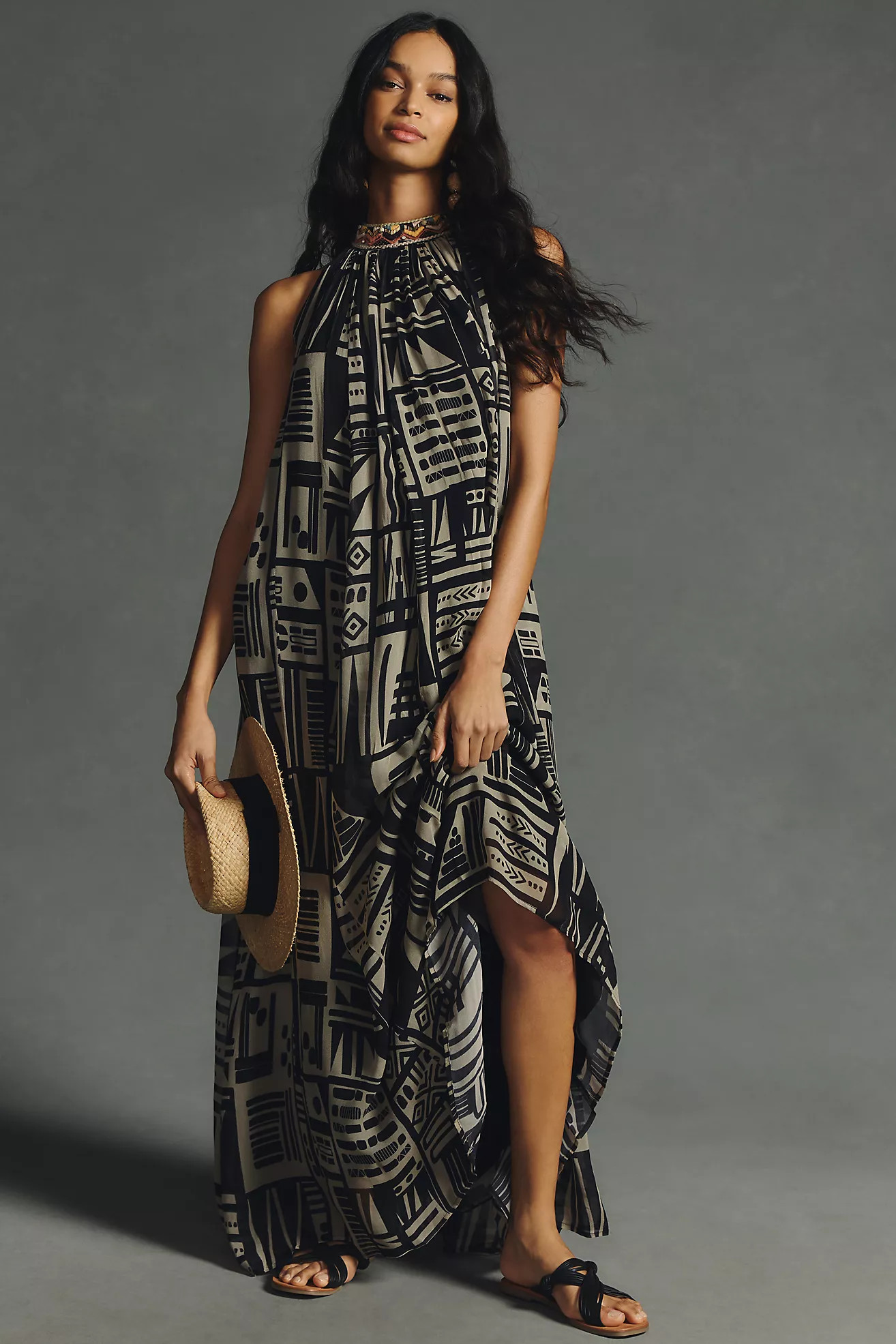 Nikita Mhaisalkar Graphic Halter Dress | Anthropologie (US)