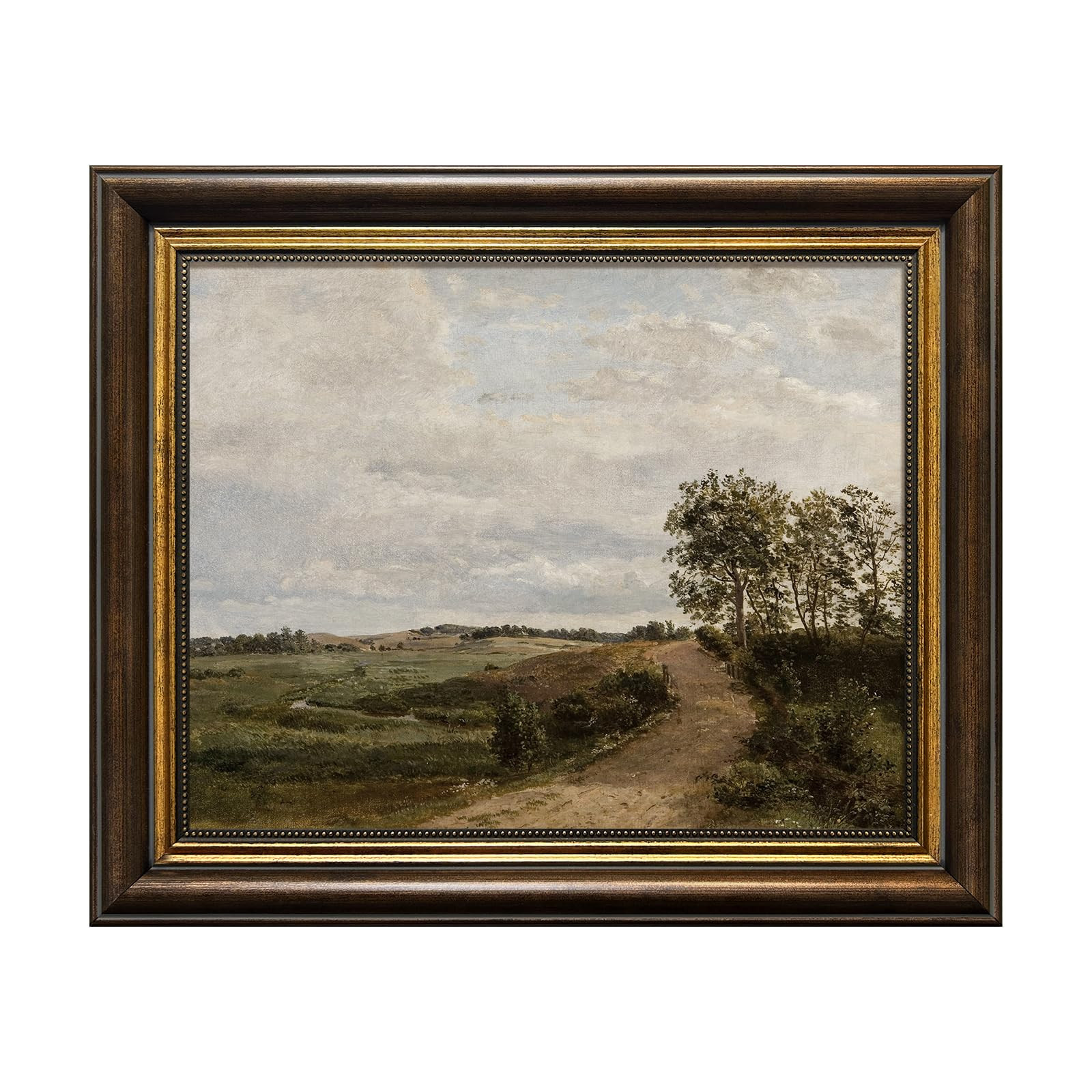 Countryside Hills Wall Art Canvas Print Vintage Gold Framed,Rustic Retro Landscape Prints Oil Pai... | Amazon (US)