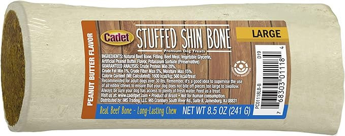 Cadet Stuffed Shin Bone for Dogs - Long-Lasting Peanut Butter Flavored Dog Chew Bone for Aggressi... | Amazon (US)