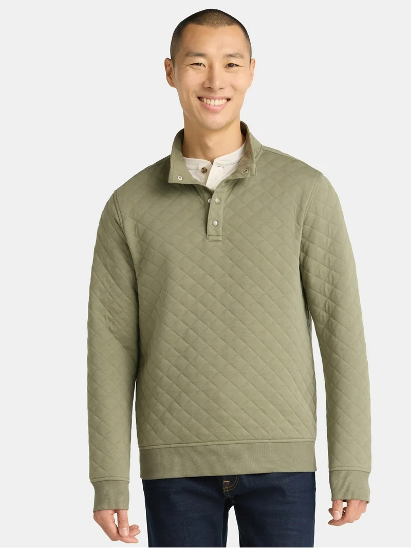 George Men's and Big Men's Quilted Snap Pullover Jacket, Sizes S-3XL | Walmart (US)