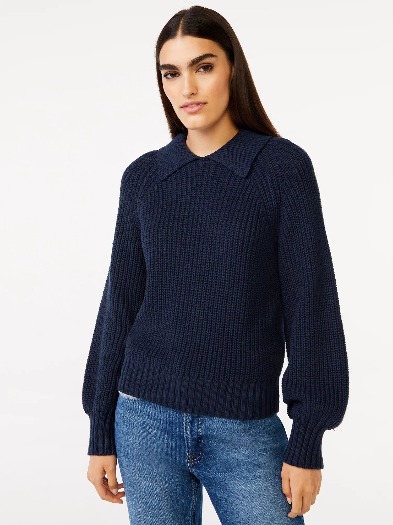 Free Assembly Women’s Polo Sweater with Long Raglan Sleeves | Walmart (US)