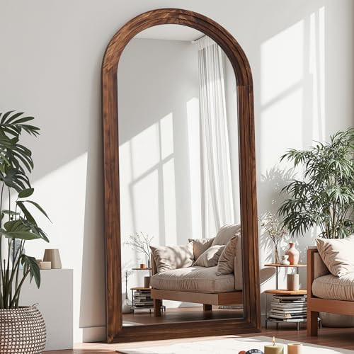 Antok Floor Mirror, Wood Full Length Mirror Wooden Full Body Mirror with Stand, Hanging Mounted f... | Amazon (US)