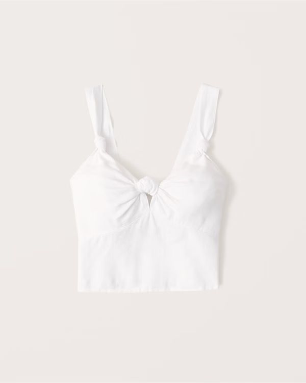 Knot-Front Cutout Linen Top | Abercrombie & Fitch (US)