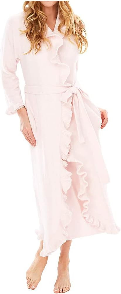 Softies Women's Ultra Soft Ruffle Ankle-Length Chenille Robe, Lightweight, Side Seam Pockets | Amazon (US)