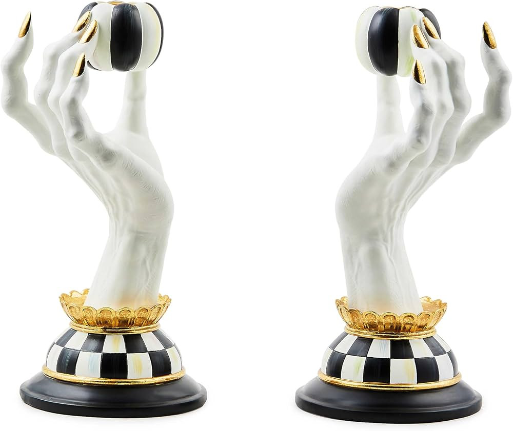 MACKENZIE-CHILDS Haunted House Spooky Hand Candle Holders, Black-and-White Halloween Centerpiece ... | Amazon (US)