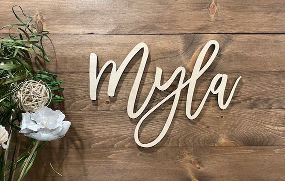 Baby Name Wood Sign | Custom Baby Name Cut Out | Nursery Wall Decor | Etsy (US)