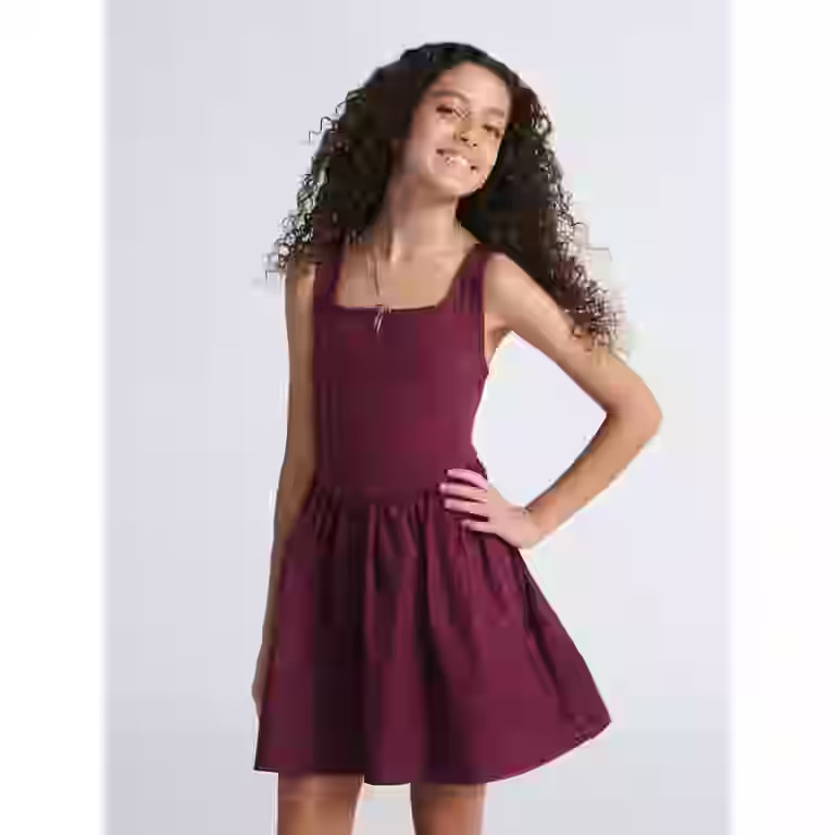 Weekend Academy Girls Square Neck Sleeveless Corset Dress, Sizes 4-18 | Walmart (US)