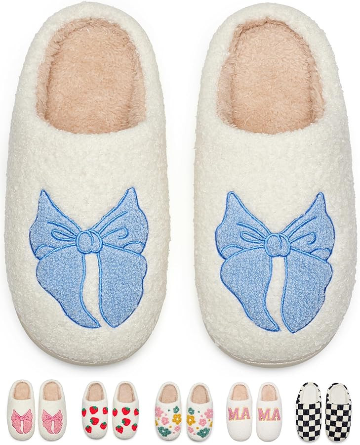 Cute House Slippers for Women Men Warm Cozy House Shoes Fuzzy Home Slippers with Memory Foam Indo... | Amazon (US)