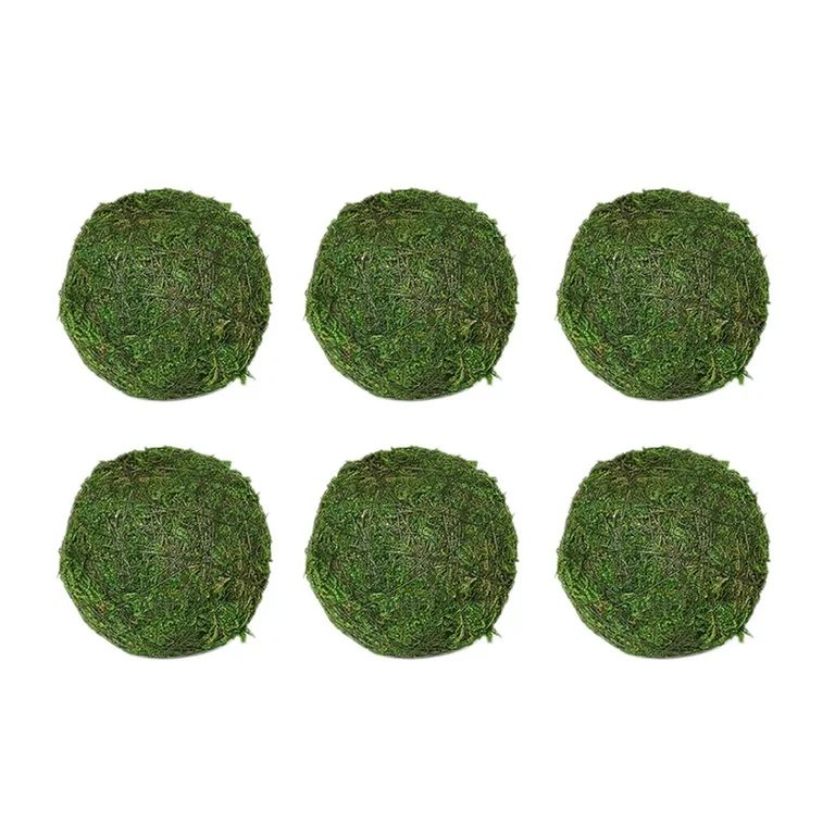 6 pcs Moss Ball, Natural Decorative Green Globe, Handmade, Hanging Ball Vase Bowl Filler, Suitabl... | Walmart (US)