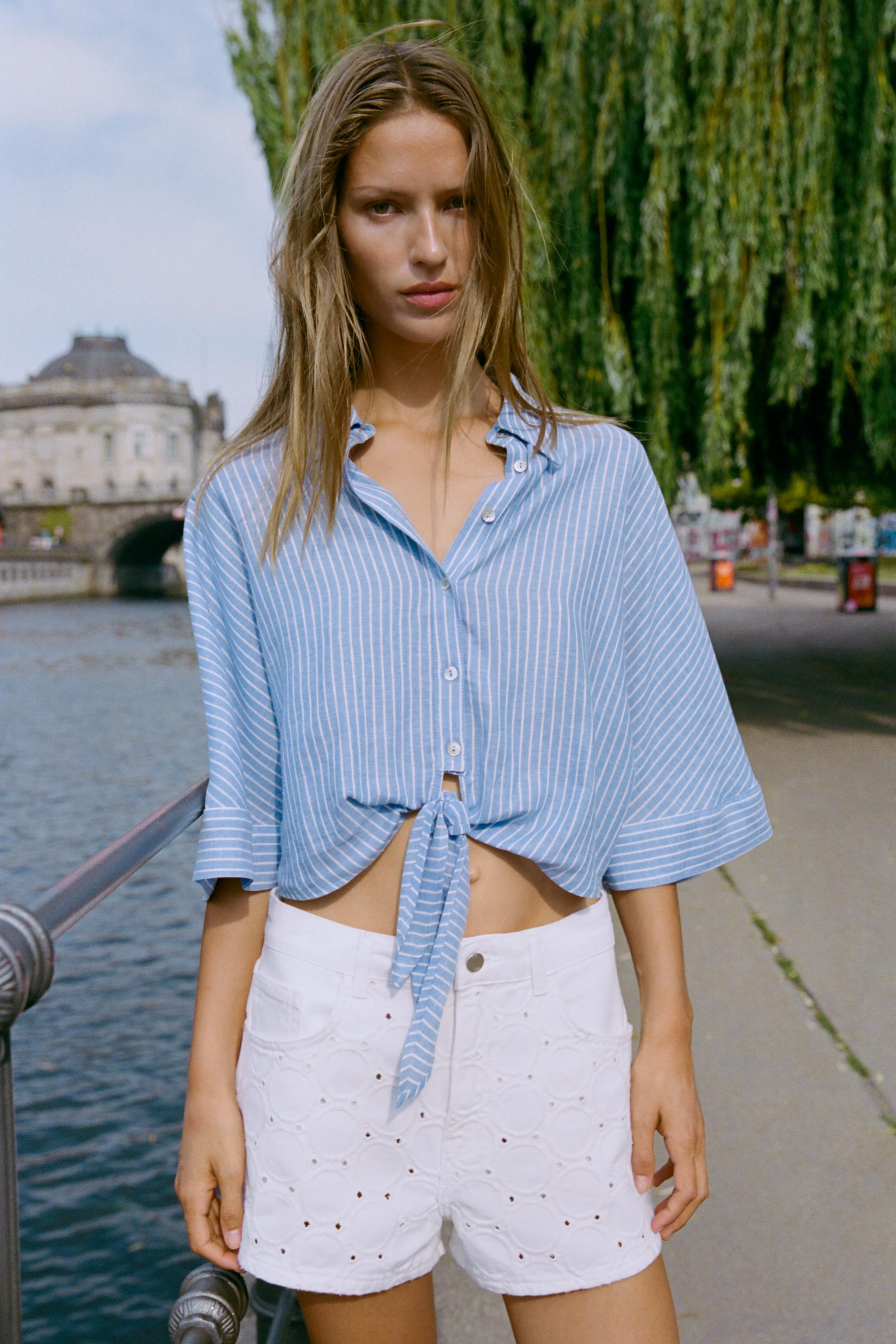 Z1975 MID-RISE EYELET EMBROIDERED SHORTS | Zara US