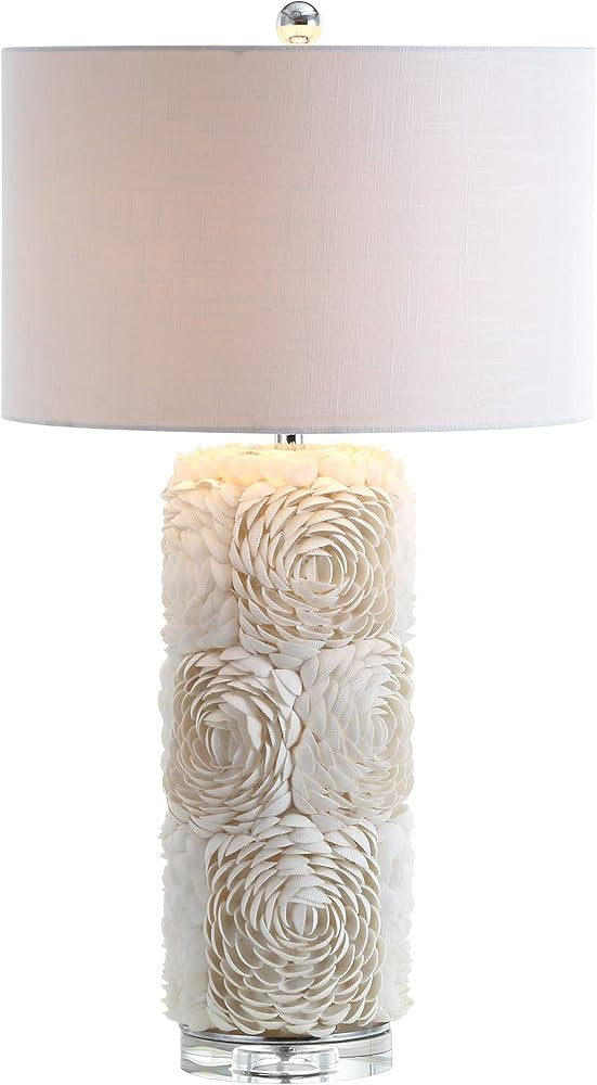 JONATHAN Y 28.5" Cream Seashell Resin and Crystal LED Table Lamp, Coastal Floral Mosaic Column La... | Amazon (US)