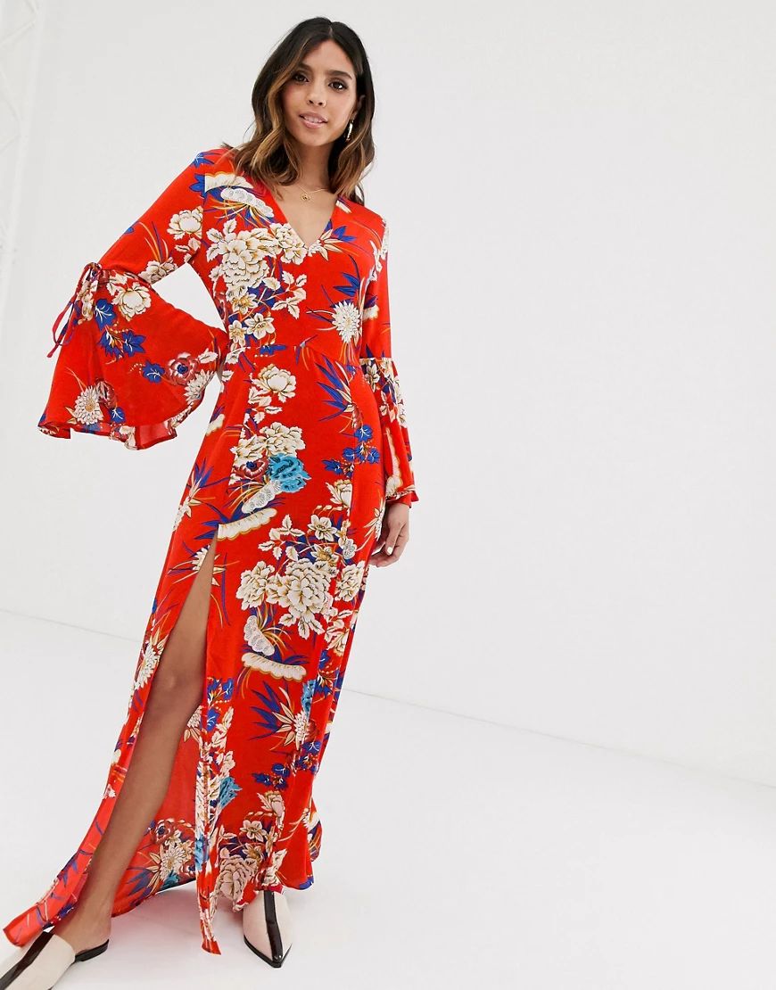 AX Paris floral maxi dress with splits-Multi | ASOS (Global)