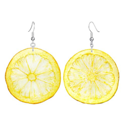 LETIMEFORU Handmade Real Lemon Fruit Earrings, Green Pressed Lemon Natural Earrings, Dried Lemon Resin Jewelry, Gift for Her (Silver Hooks) | Amazon (US)