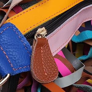 Women Multicolour Handbag Sheepskin Patchwork Shoulder Bag Colorful Tassel Purse | Amazon (US)