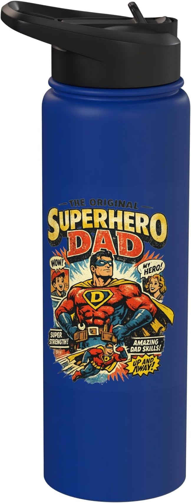 The Original Superhero Dad Vintage Comic Graphic Stainless Steel Insulated Water Bottle | Amazon (US)