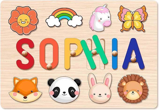Baosity Name Puzzle for Kids Personalized, Custom Baby Gifts, 1st Birthday Gifts, Wooden Puzzles ... | Amazon (US)