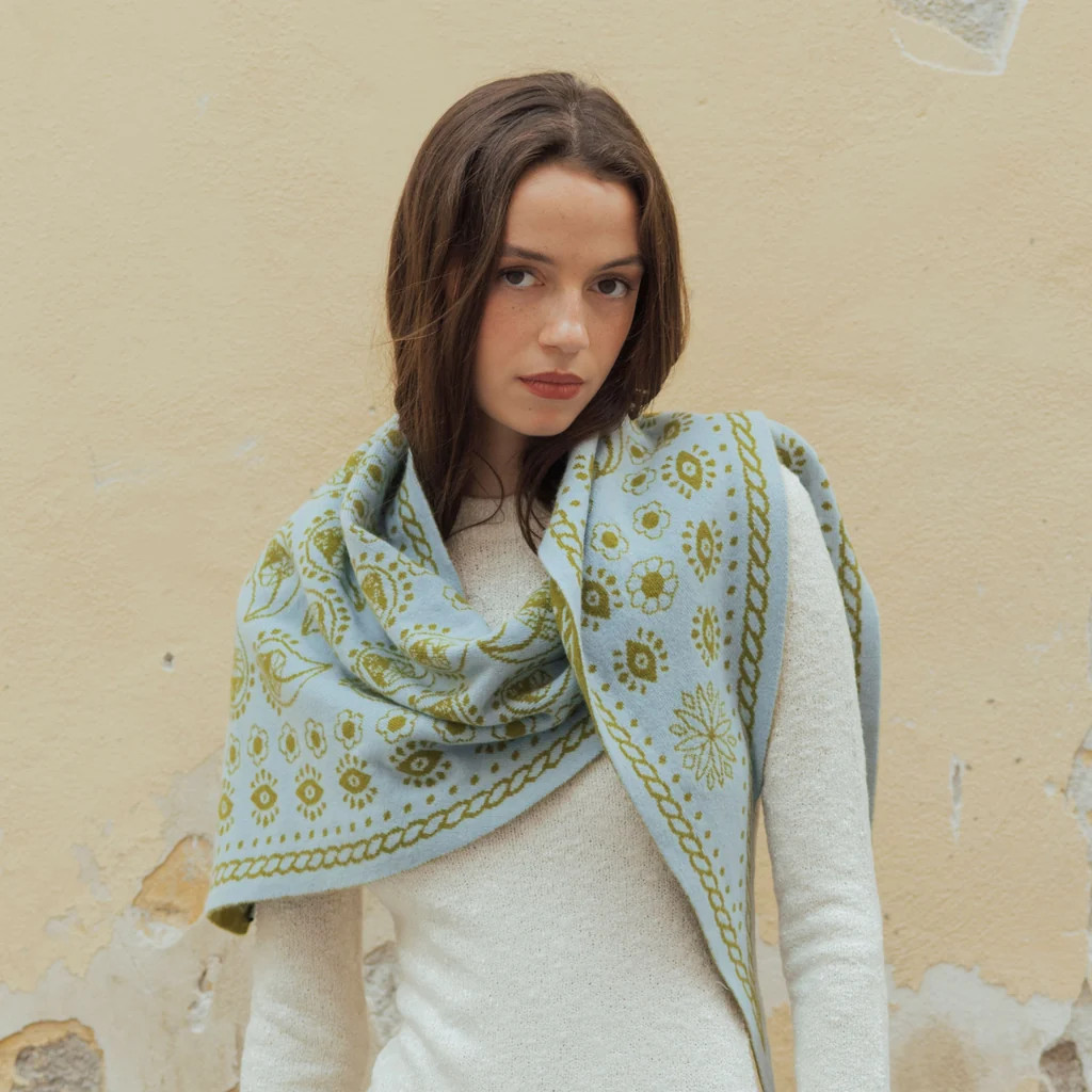 Fable Triangle Scarf Olive / Sky / O/S | The Freya Brand