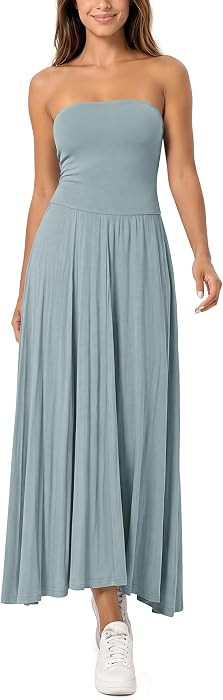 ODODOS Women's 2-in-1 Maxi Dress/Skirt - Drapey Soft Stretch Convertible High-Waist Maxi Skirt or... | Amazon (US)