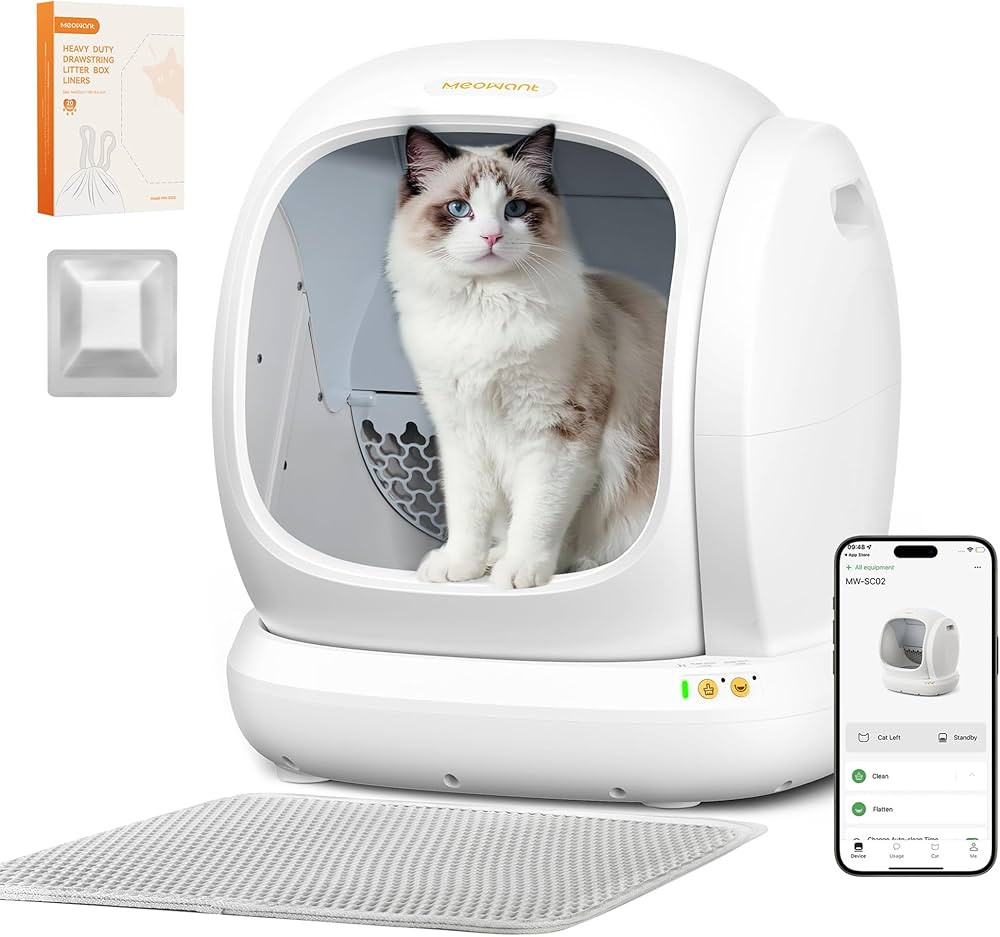 MeoWant Automatic Cat Litter Box, Large Opening Self Cleaning Litter Box with Safety Protection f... | Amazon (US)