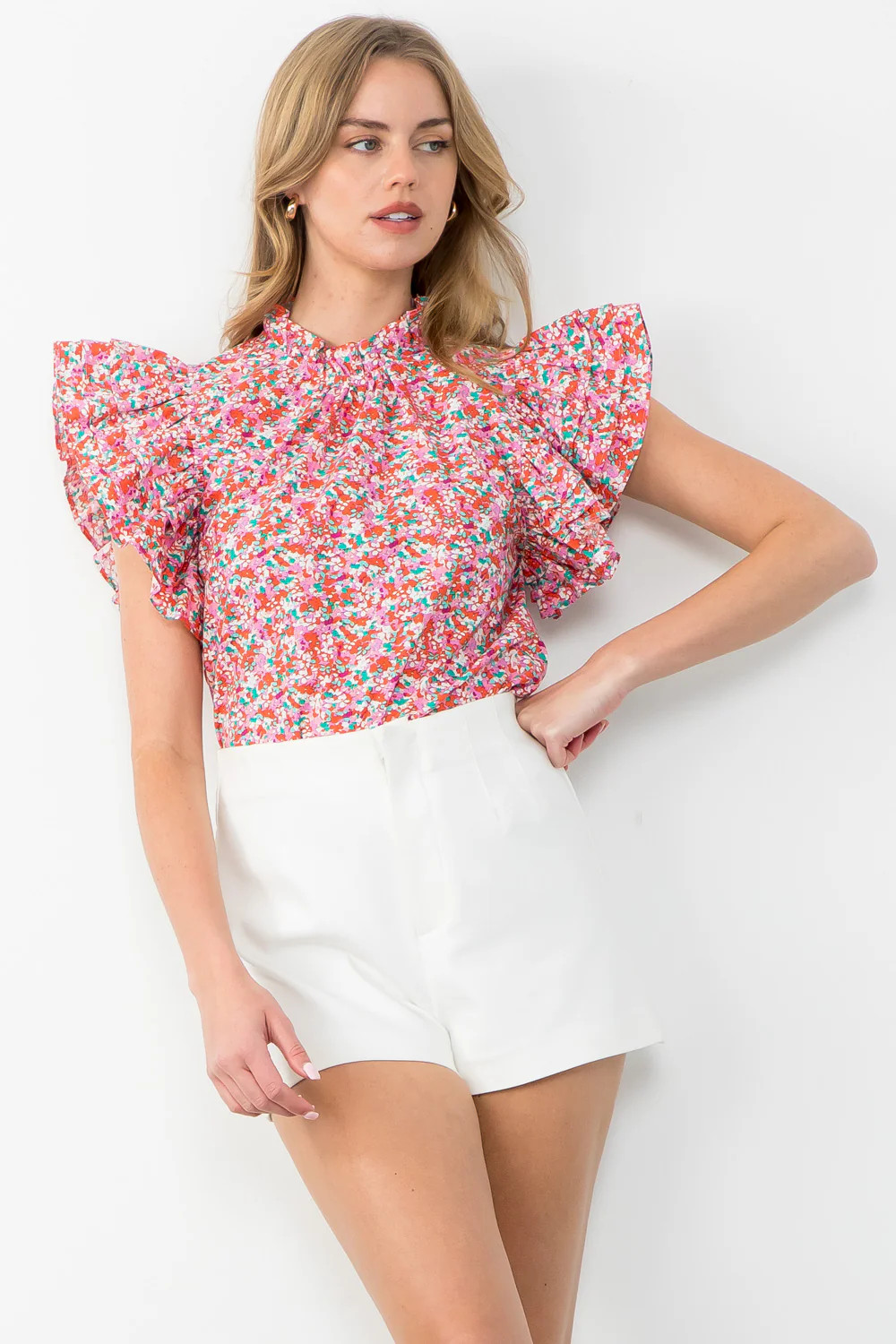 Flutter Sleeve Floral Top | HAILOS