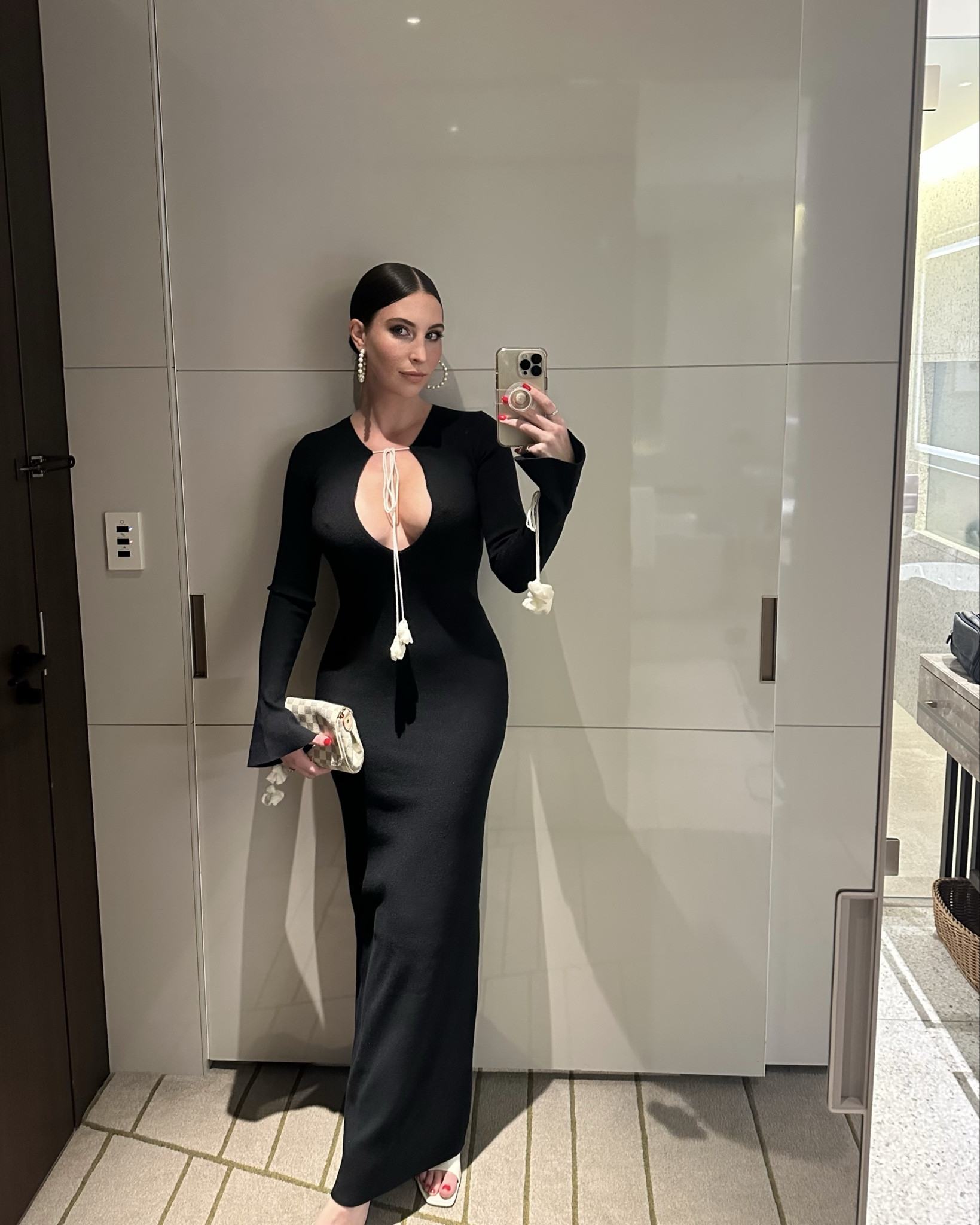 Chic versatility - Knit Maxi Dress With Floral Ties - Black And White. Kyoto, Japan in May

Step into effortless elegance with the ERICA Knit Maxi Dress with Floral Ties. This stunning dress features a flattering V front neckline and long sleeves that create a sleek silhouette, while the bodycon design hugs your curves beautifully. The maxi length adds a touch of drama, making it perfect for both day and evening occasions. What sets this dress apart are the contrast straps adorned with delicate floral trim along the neckline and wrists, adding a playful, feminine touch. For added versatility, this dress can be worn backwards, showcasing a deep V at the back for a bold look. Unlined for a lightweight feel, this dress is a versatile wardrobe essential, ready to be styled for any occasion.

#LTKStyleTip #LTKTravel