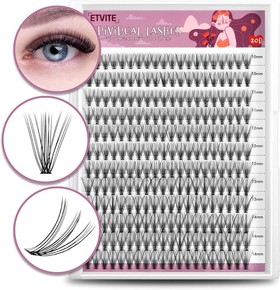 ETVITE 20D Individual Lash Extensions 3D Lash Clusters, Soft Natural Look Handmade, Volume Home I... | Amazon (US)