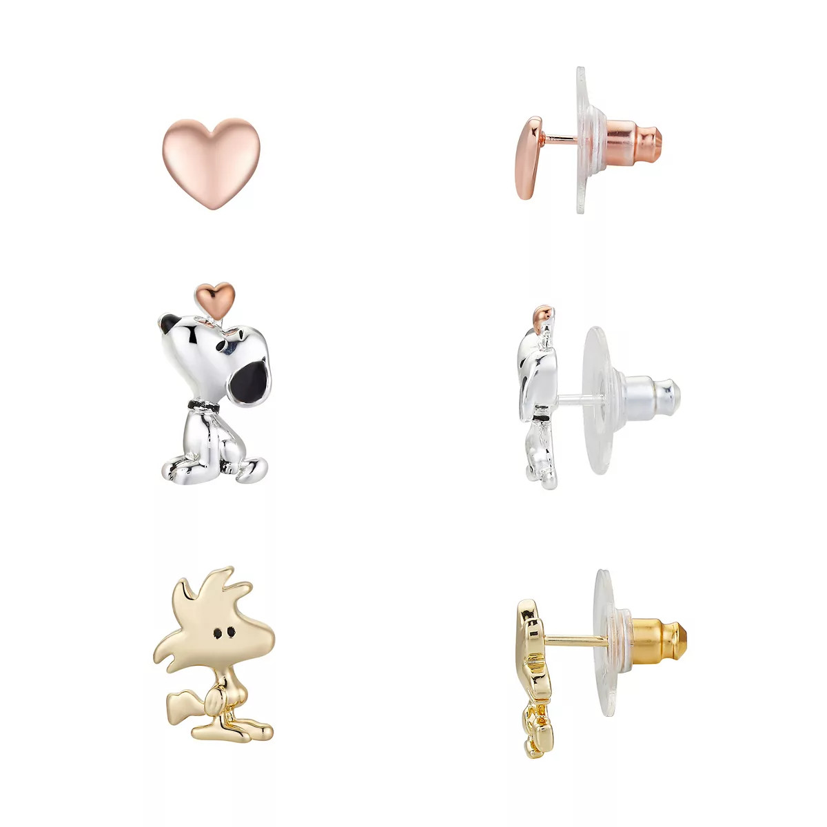 Peanuts Snoopy, Woodstock & Heart Stud Earring Set | Kohl's