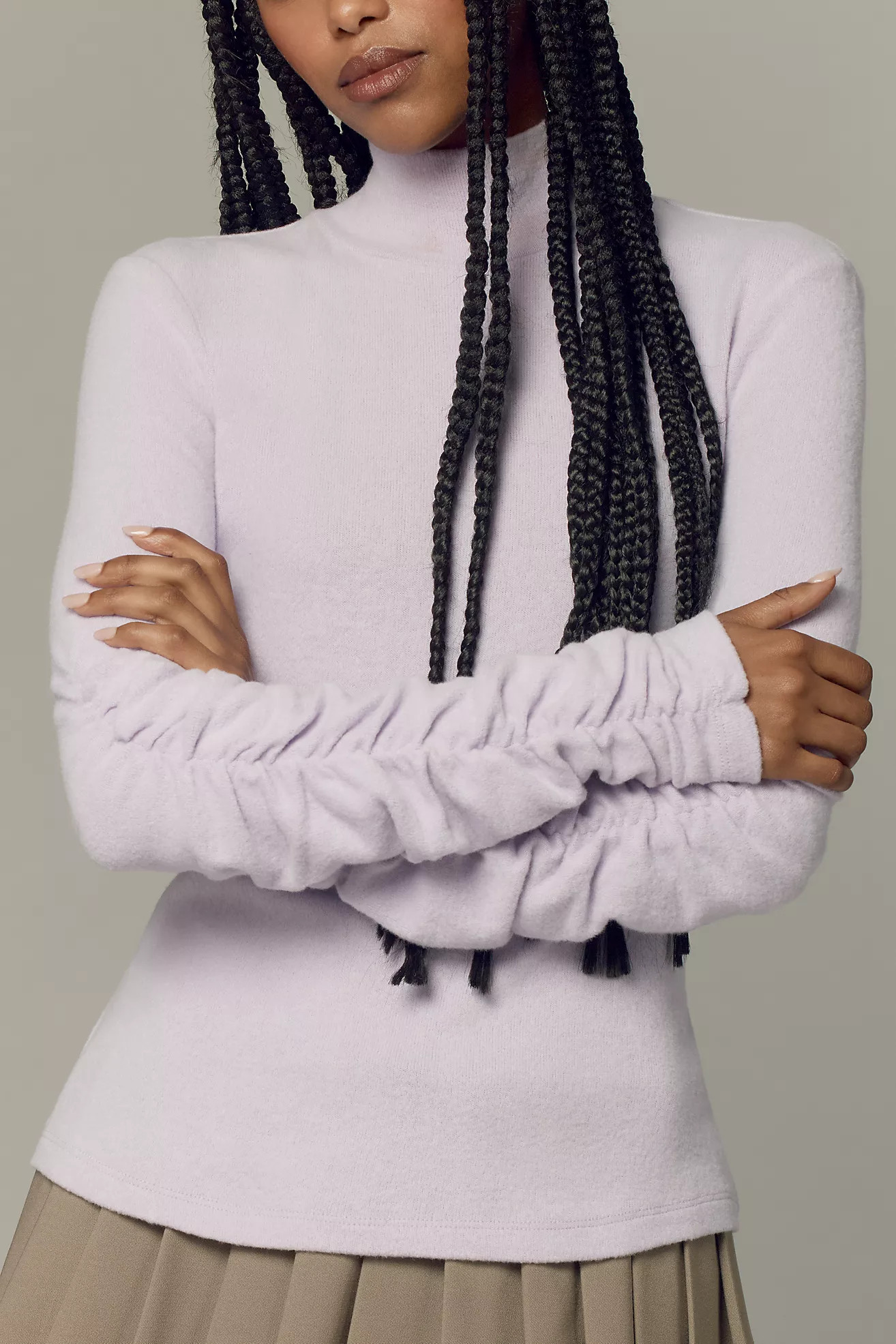 By Anthropologie Ruched-Sleeve Turtleneck Top | Anthropologie (US)