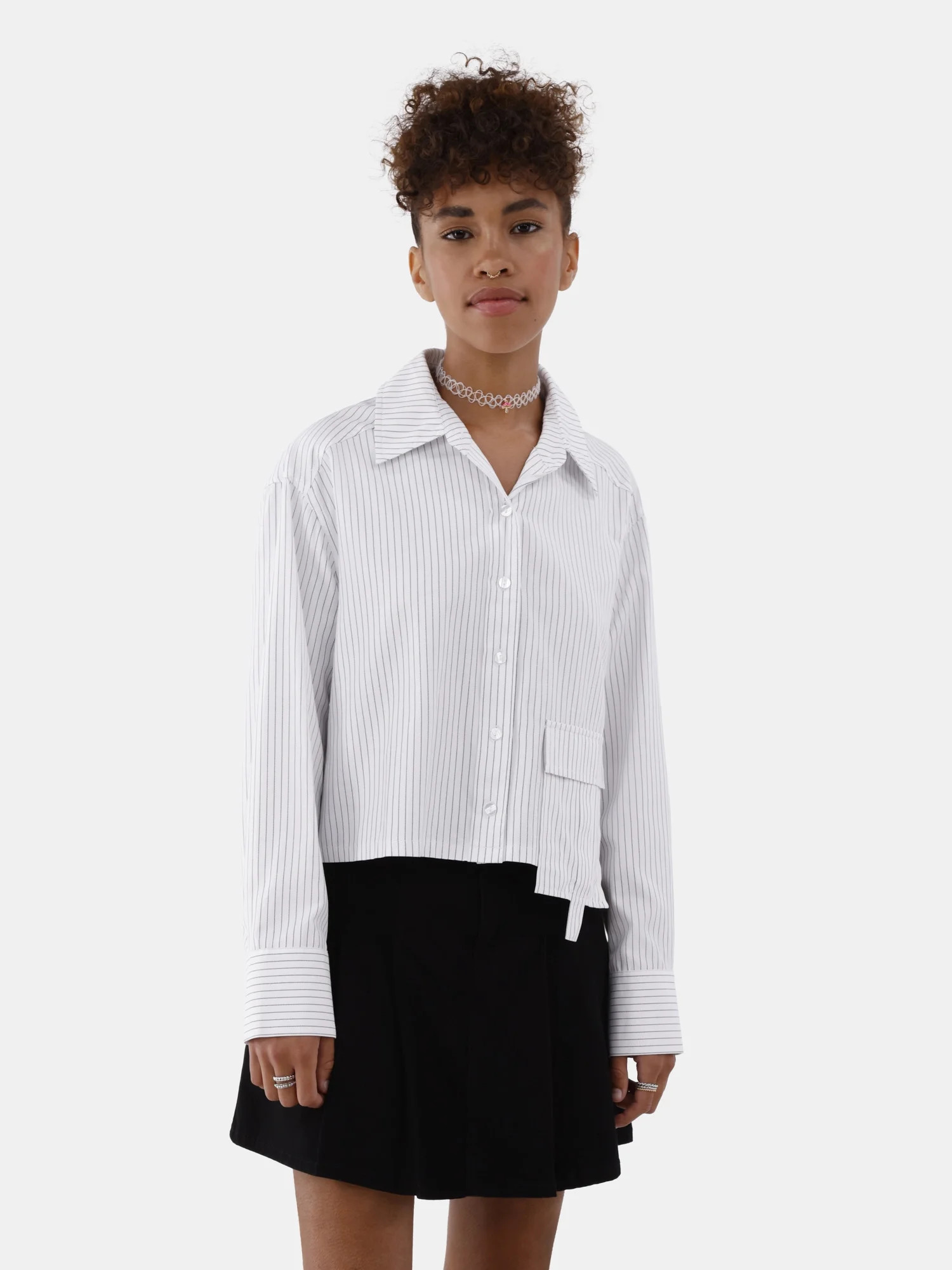 No Boundaries Cargo Pocket Woven Top, Women's and Women's Plus | Walmart (US)