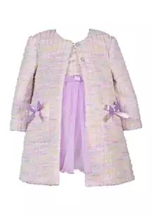 Girls 4-6x Long Sleeve Tweed Coat and Dress Set | Belk