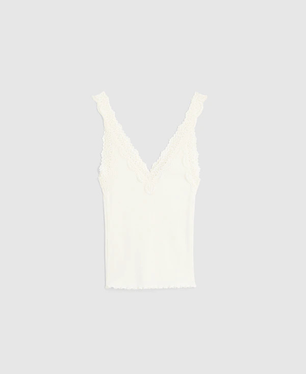 Lace-Trim Ribbed V-Neck Tank | Madewell