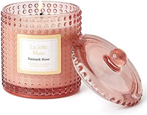 LA JOLIE MUSE Damask Rose Scented Candle, Mother Day Gift, Candles Gifts for Women, Pink Candles for | Amazon (US)