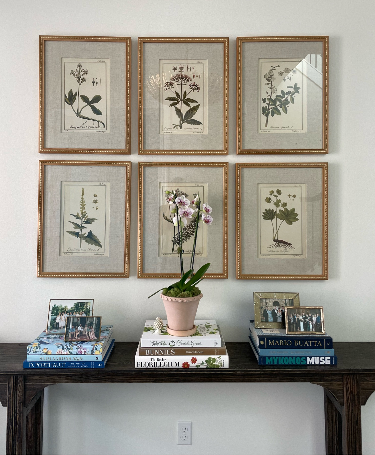 Entryway styling 🤍 set of 6 botanical prints from Wayfair // Asian inspired console from Ballard Designs // scalloped clay pot from Pottery Barn // various coffee table books 

#LTKhome #LTKunder100 #LTKstyletip