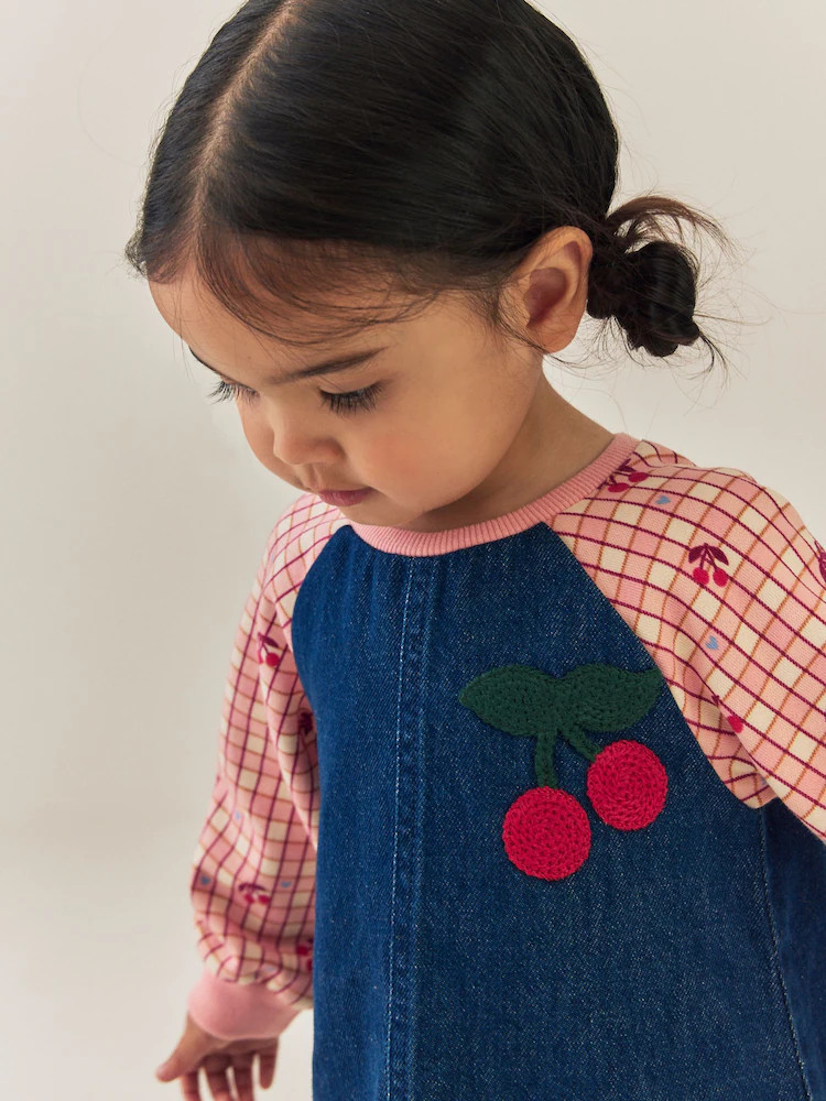 Cherry Print Raglan Denim Dress (3mths-8yrs) | Next US