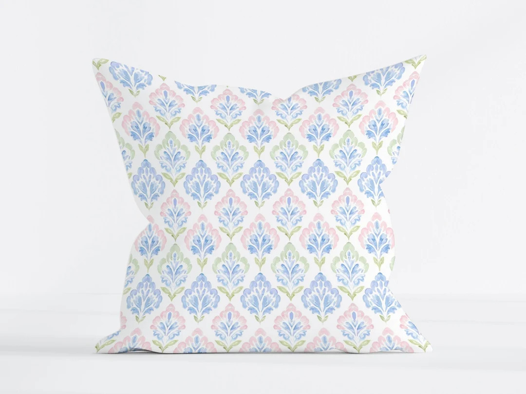 Watercolor Block Print Pillow Grandmillenial Home Decor Grandmillenial Throw Pillow Girl Nursery ... | Etsy (US)