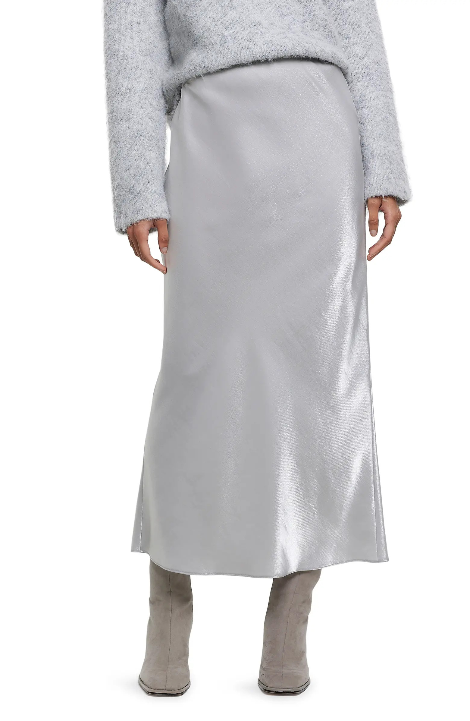 River Island Shimmer Easy Bias Cut Satin Skirt | Nordstrom | Nordstrom