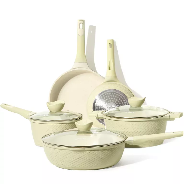 Mainstay Kitchen Accessories 12pc Ceramic Cookware Set, Blue Linen Pots and  Pans Set Kitchen Cookware Set Kitchen Cookware Set