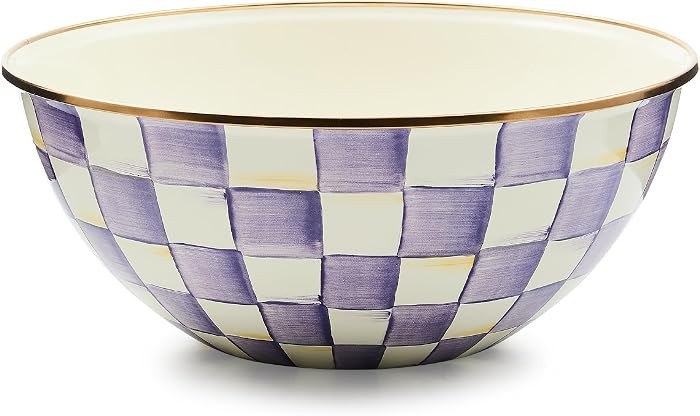 MACKENZIE-CHILDS Everyday Bowl, Serving Bowl for Entertaining, Large, Purple-and-White Violet Check | Amazon (US)