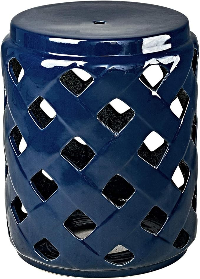 MOTINI Heavy Duty Ceramic Lattice Garden Stool for Indoor Outdoor Decorative Side Table 17" H, Da... | Amazon (US)