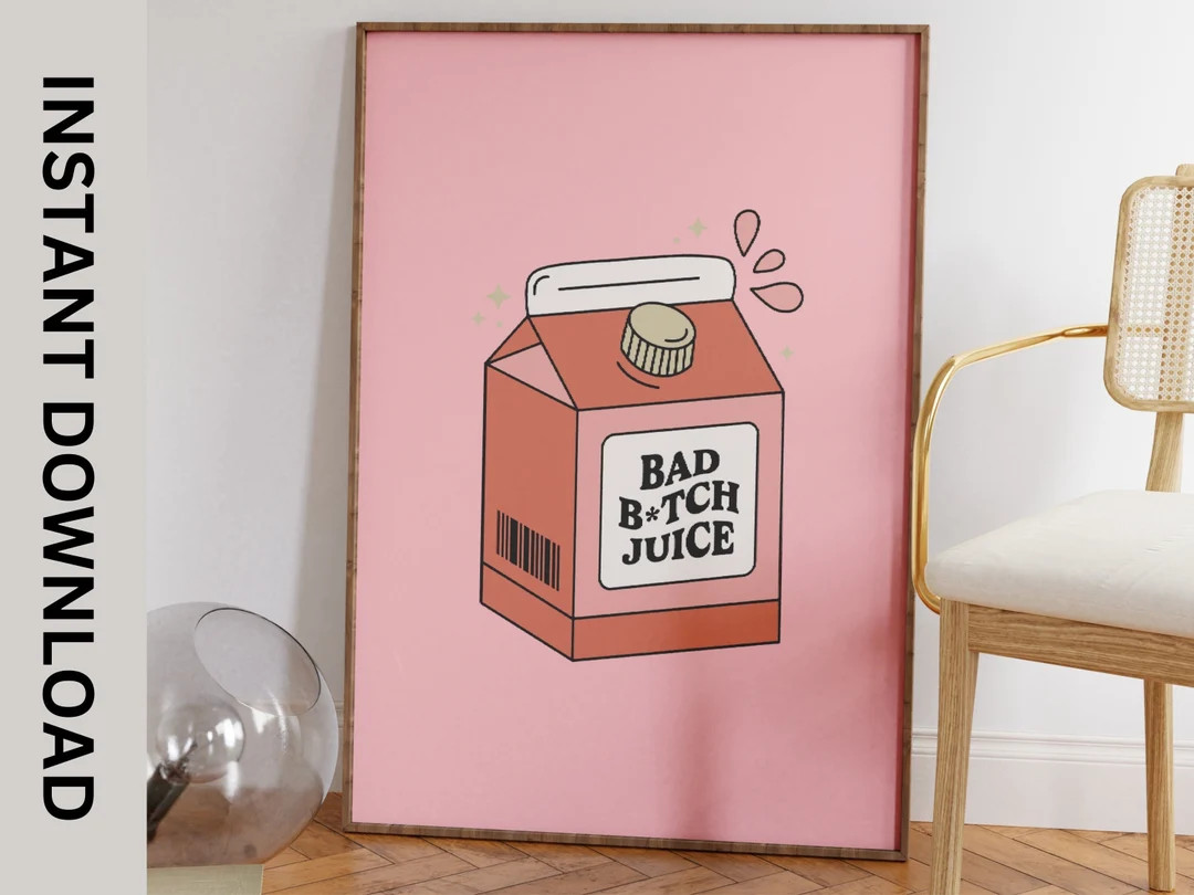 Trendy Retro Wall Art Bad Btch Print Pink Retro Wall Art Poster Preppy Print Trendy Printable Pin... | Etsy (US)