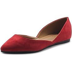 Ollio Women's Shoes Faux Suede Slip On Comfort Light Pointed Toe Ballet Flat | Amazon (US)