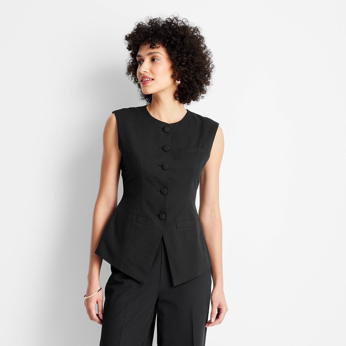 Women's Sleeveless Button-Front Waistcoat - Future Collective™ with Jenee Naylor | Target