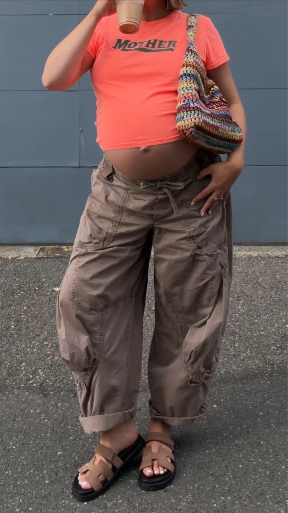 Free people pants size large (end of 3rd trimester so I went up one size) Mother tee runs big wearing a medium it’s so vibrant and cute! Lip liner: Iconic nude + gloss: Fig 👌🏼 Sandals size up 1/2. Coach bag is gorgeous perfect for summer!! 

#coachbrooklyn #coachbag #summerstyle #bresheppard #diml #dayinmylife #freepeople #pregnancystyle #bumpstyle