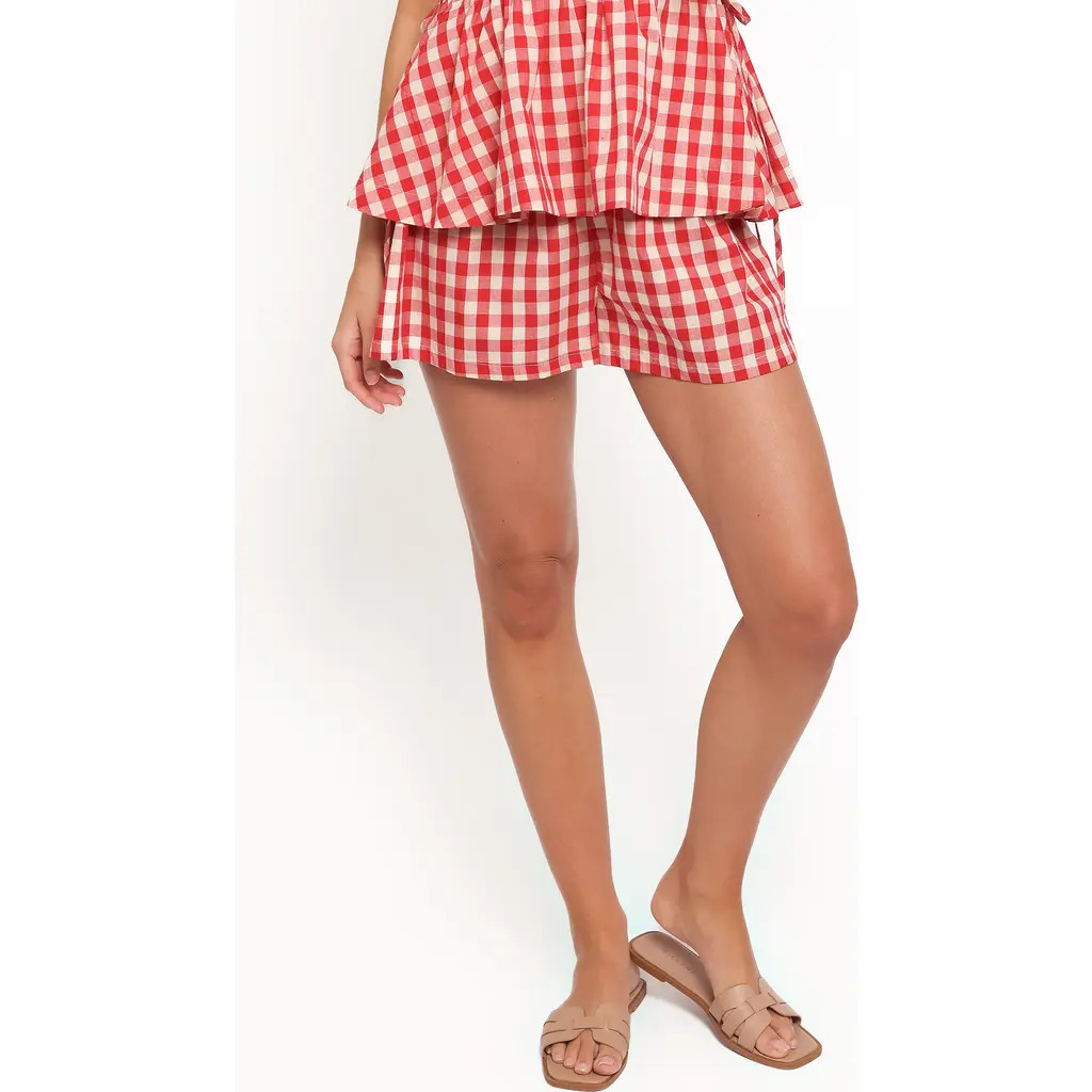 Petal & Pup Rory Gingham Cotton Shorts in Red Gingham at Nordstrom, Size Large | Nordstrom