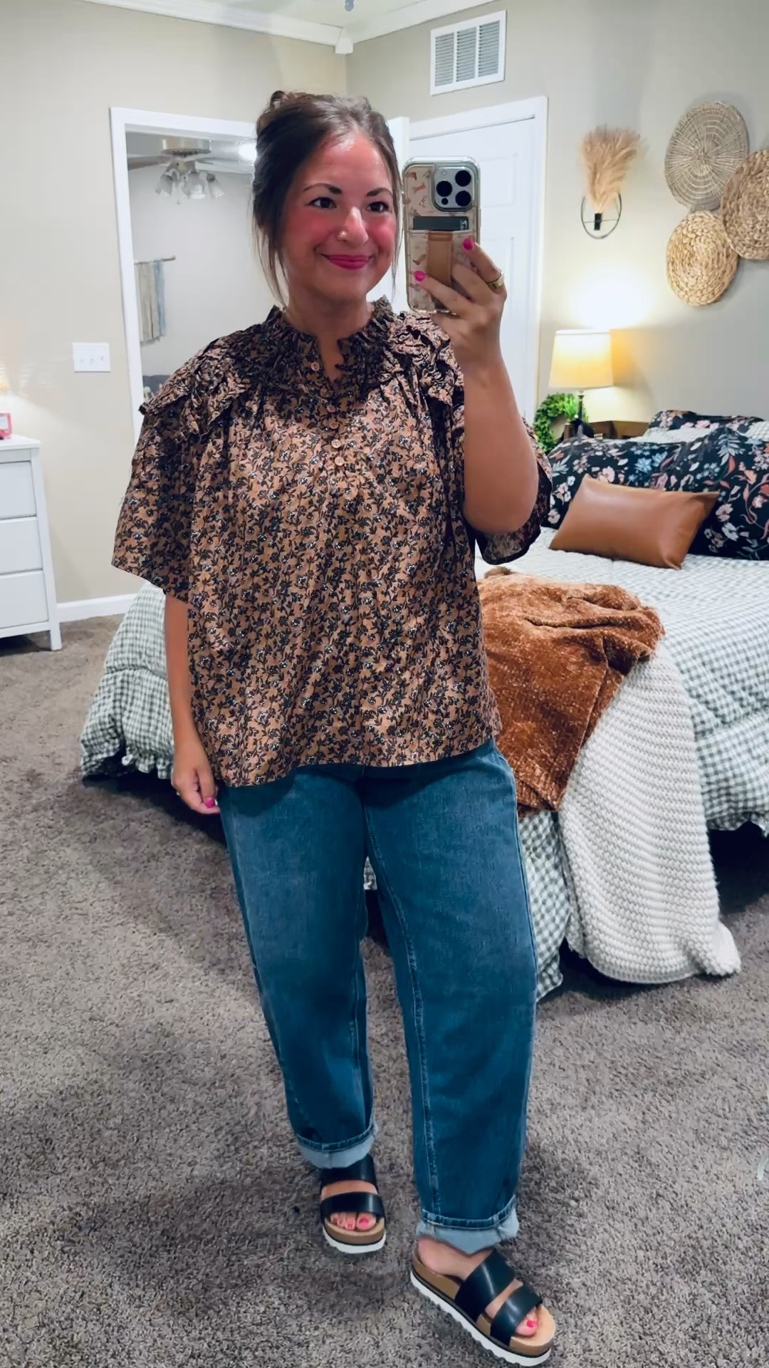 This Walmart floral top is such a cute find for fall! I love the ruffle details and flowy fit paired with relaxed jeans for the classroom 🤎


sandals: fit true to size // wearing a 5
jeans: fit oversized // wearing a 12
blouse: fits oversized // wearing a large 

 #LTKootd #LTKMidsize #LTKWorkwear