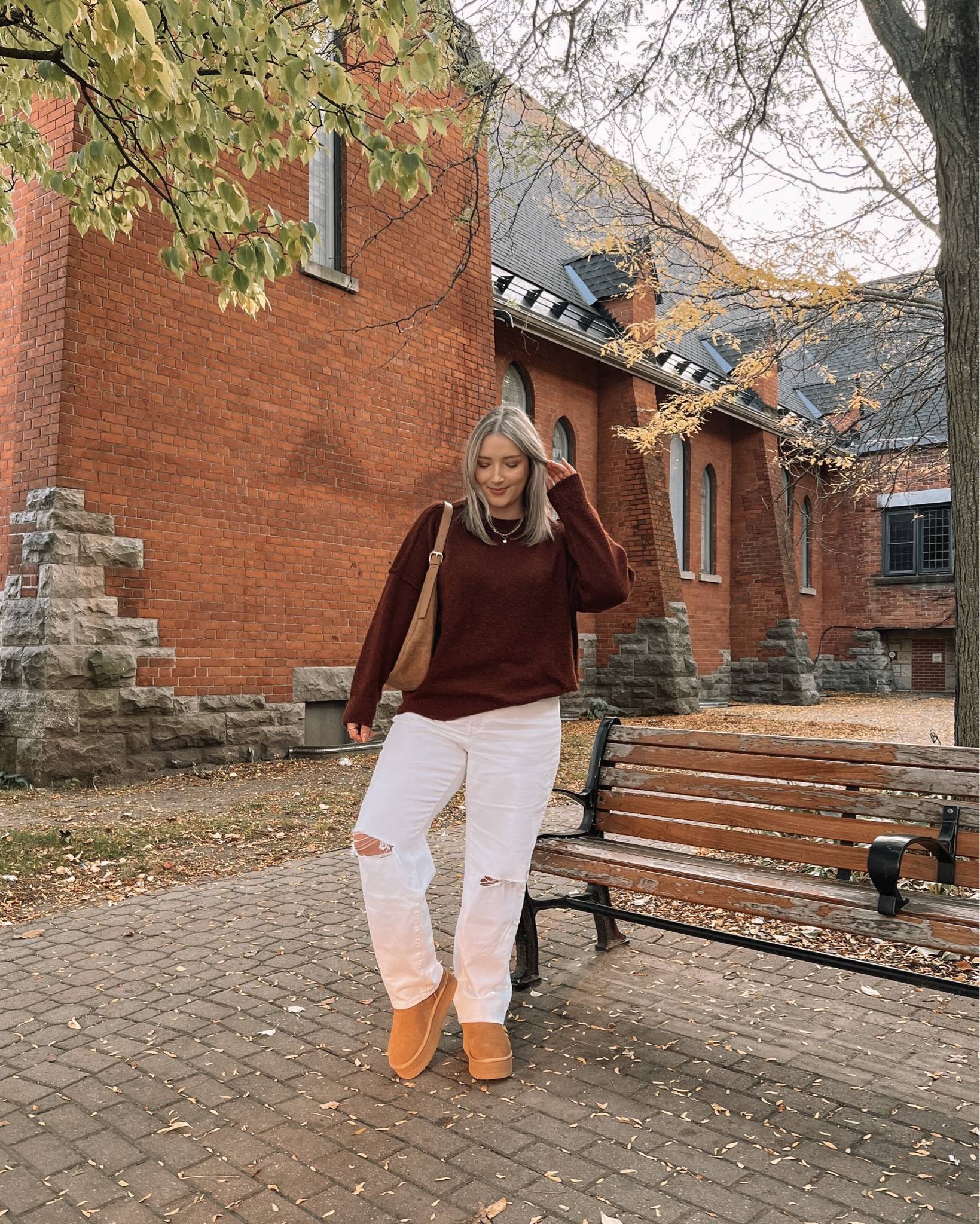 Comfy casual midsize fall outfit - white baggy jeans (TTS, wearing 14), maroon sweater is old, linked similar. My Ugg inspired boots are from Amazon and such good quality! I’m usually a 9.5-10 in shoes and the 10 fits perfectly.


#LTKstyletip #LTKautumn #LTKmidsize