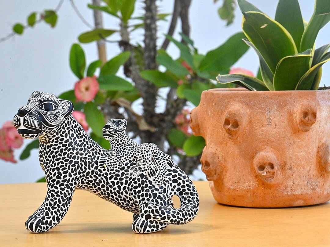 5.30" Jaguar With Her Cub,wite Jaguare,mdium Jaguar,medium Figures,clay Jaguar,handmade Jaguar,sc... | Etsy (US)